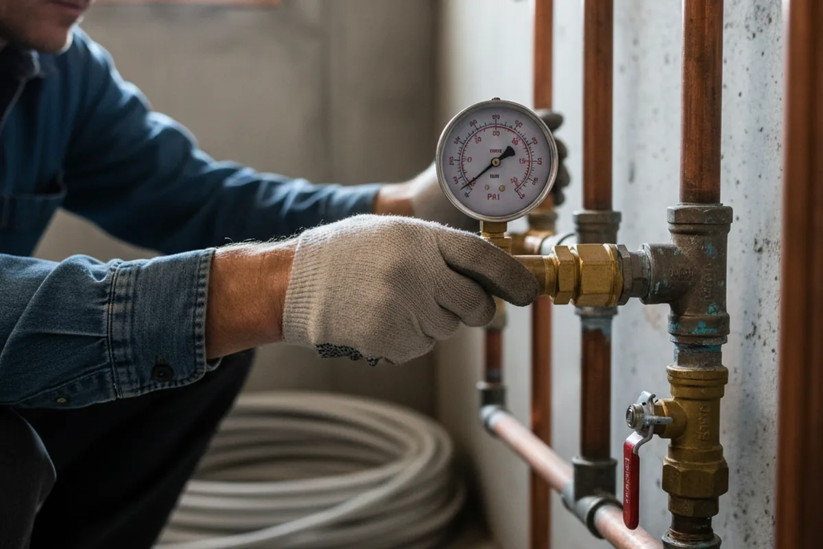 Pressure testing a repaired line during Water Line Repair in Mallie